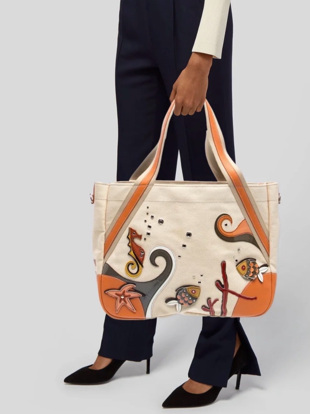 PRADA Canapa Vitello Sea Life Tote - Picture 6 of 6